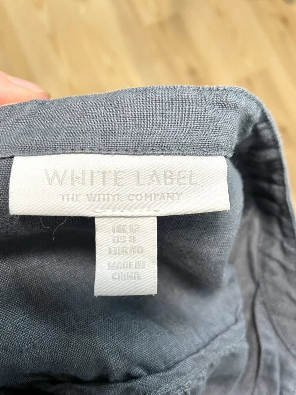 The White Company White Label 100% Linen Split-Neck Maxi Dress Dusty Blue size 8